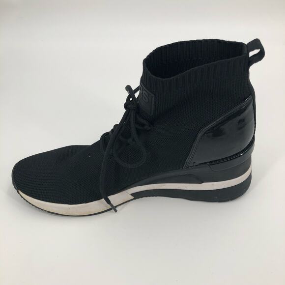 MICHAEL Michael Kors Black Sock Wedge Heel Sneakers - Picture 7 of 11